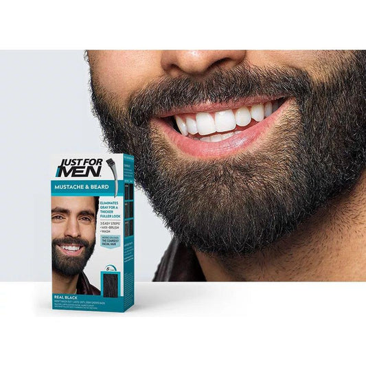 Just For Men Brush-In Color Gel for Mustache & Beard, Real Black M-55 / 0.5 Oz Hair Color Pasteur Pharmacy