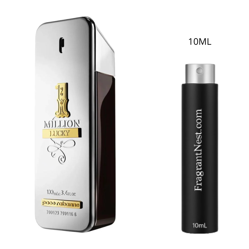 Paco Rabanne 1 Million Lucky Eau De Toilette Travel Spray | Sample Fragrant Nest 10mL Glass Spray (150 Sprays)
