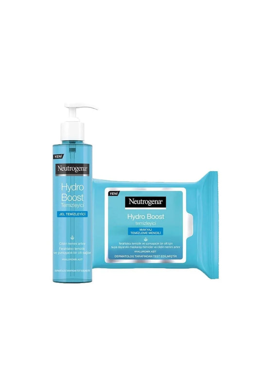 Gel nettoyant Hydro Boost de Neutrogena 200 ml et lingettes démaquillantes 25 unités