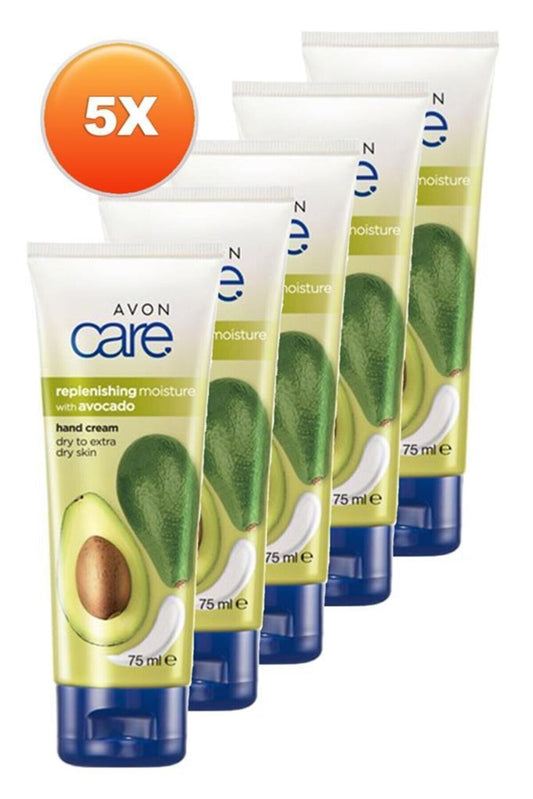 Crème pour les mains Avon Care à l'extrait d'avocat pour peaux sèches 75 ml, lot de 5