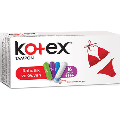 Tampones Kotex Super - 16 unidades | Protección cómoda