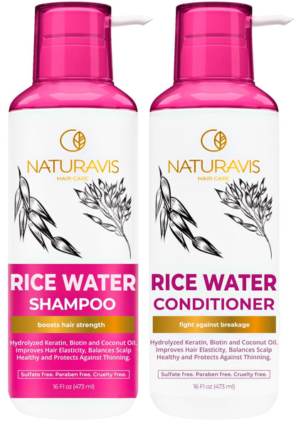 Rice Water Shampoo and Conditioner Set 16 Fl Oz Set of 2 Sulfate Free and Paraben Free Blend for Thinning Hair Volume and Thickness for Fine Hair Volumizing Salon Quality For Women and Men