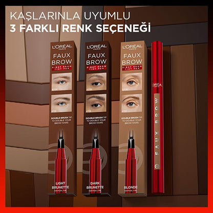 L'Oréal Paris Infaillible Faux Brow : Crayon à sourcils ultra-fin brun foncé pour une définition naturelle, longue tenue, anti-bavures et résistante à l'eau