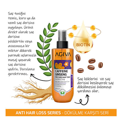 Set de cuidado capilar Agiva con cafeína y ginseng: champú y tónico anticaída - Estimula el crecimiento del cabello, fortalece los folículos, champú para cabello debilitado