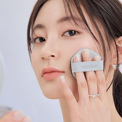 Base de maquillaje Nu Zero Cushion de rom&nd: cobertura ligera y duradera para un cutis natural e impecable - Maquillaje coreano con efecto difuminador de poros