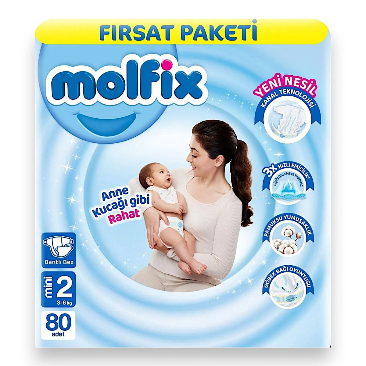 Molfix Size 2 Newborn Diapers for 3-6 kg Comfort 80 Count