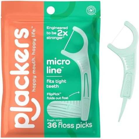 Plackers Gentle Line Floss Picks Fresh Mint Flavor 75Ct Dental Floss Pasteur Pharmacy