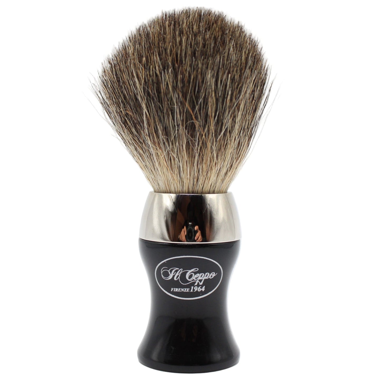 Il Ceppo Silver Black Handle Pure Badger Bristle Shave Brush Pasteur Pharmacy