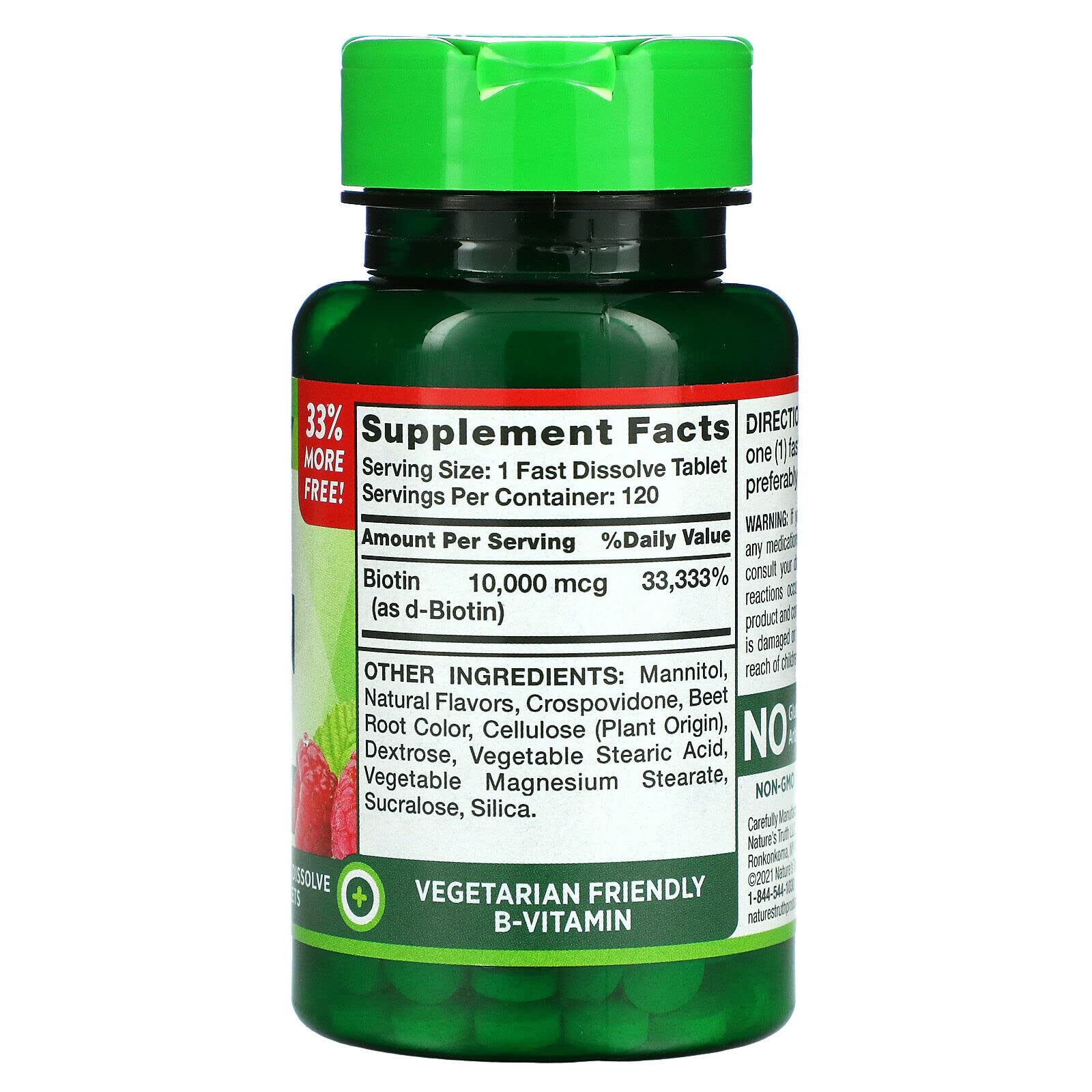 Nature's Truth Tablets Fast Dissolve Maximum Natural Berry Flavor 10,000 Mcg Biotin Vitamins & Supplements Pasteur Pharmacy