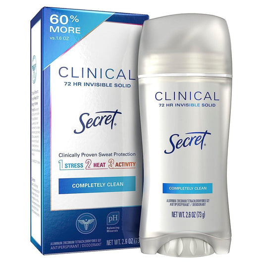 Secret Clinical Strength Completely Clean Invisible Solid Antiperspirant & Deodorant 2.6 oz Deodorant Pasteur Pharmacy