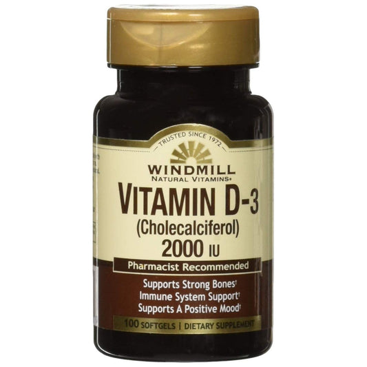 Windmill Vitamin D3 2000U Softgels Sugar Free 100 Ct Gelcap Vitamins & Supplements Pasteur Pharmacy