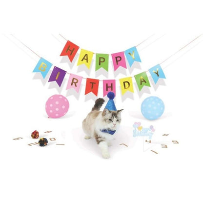 Ensemble d'anniversaire Party Time M-Pets pour chats mâles, thème bleu, 10 pièces