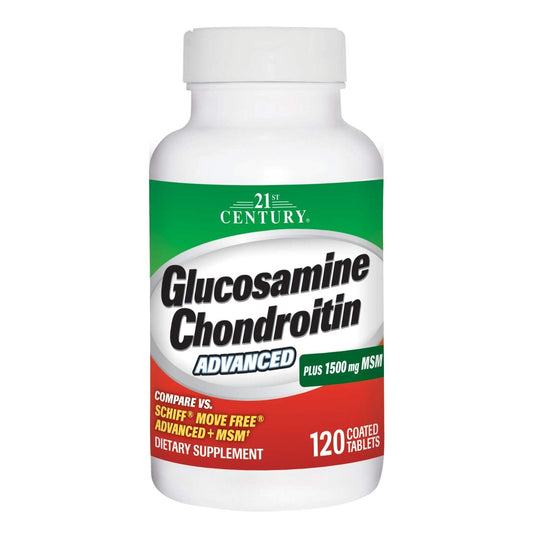21st Century Glucosamine Chondroitin Advanced, Plus 1500mg MSM, 120 Coated Tablets Vitamins & Supplements Pasteur Pharmacy