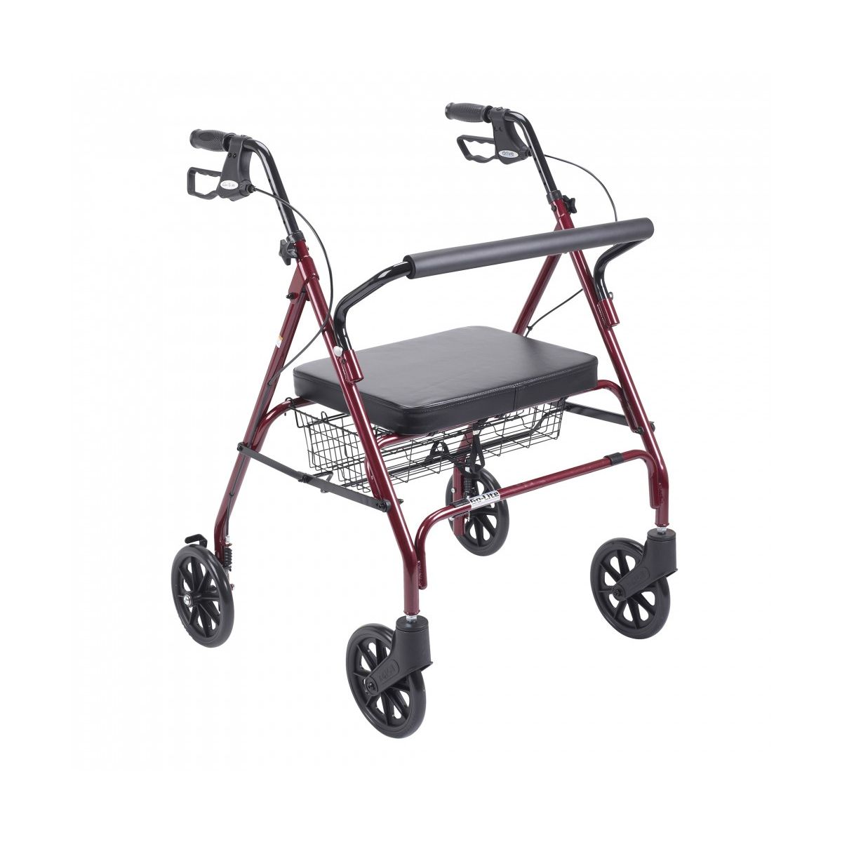 Drive Medical Heavy Duty Bariatric Red Rollator Walker With Large Padded Seat Walkers Pasteur Pharmacy