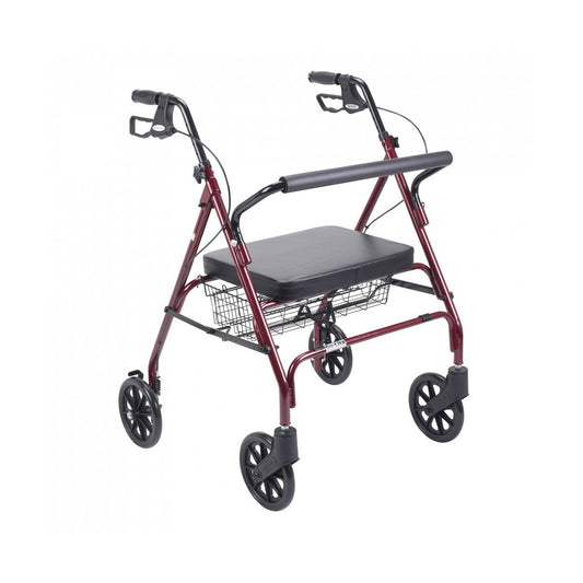 Drive Medical Heavy Duty Bariatric Red Rollator Walker With Large Padded Seat Walkers Pasteur Pharmacy