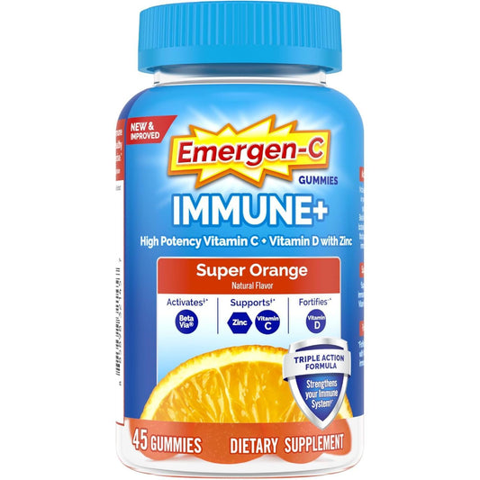 Emergen-C Immune+ Gummies (45 Count, Super Orange Flavor) Immune System Support With 500mg Vitamin Dietary Supplement, Caffeine Free, Gluten Free Vitamins & Supplements Pasteur Pharmacy