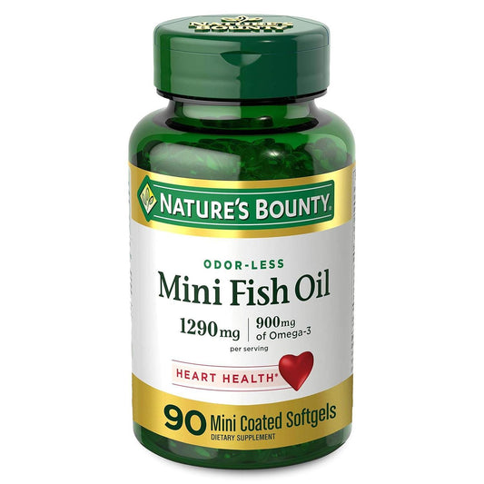 Nature's Bounty Fish Oil, Mini, 1290 Mg, Coated Softgels 90 ct Vitamins & Supplements Pasteur Pharmacy