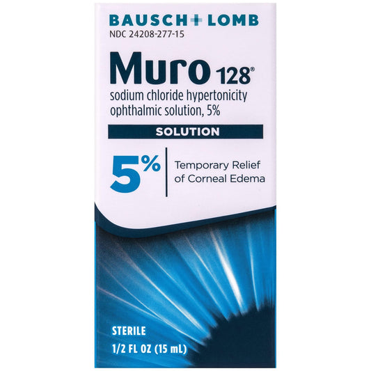 Bausch + Lomb Muro 128 5% Solution – Sterile Hypertonic Eye Drops, 0.5 fl oz Health & Beauty Pasteur Pharmacy