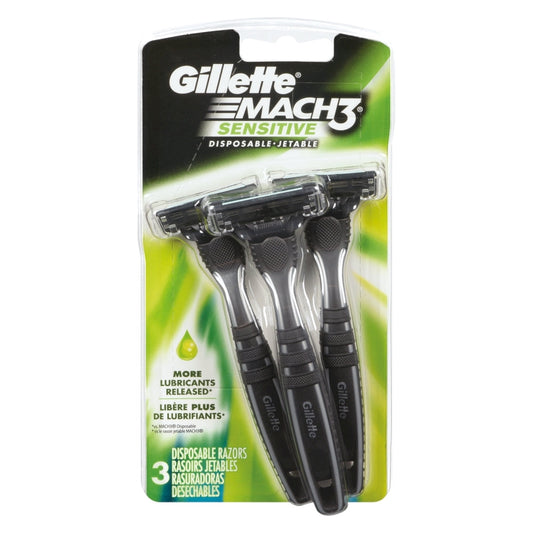 Gillette Mach3 Sensitive Men's Disposable Razors - 3ct Razor Blades Pasteur Pharmacy