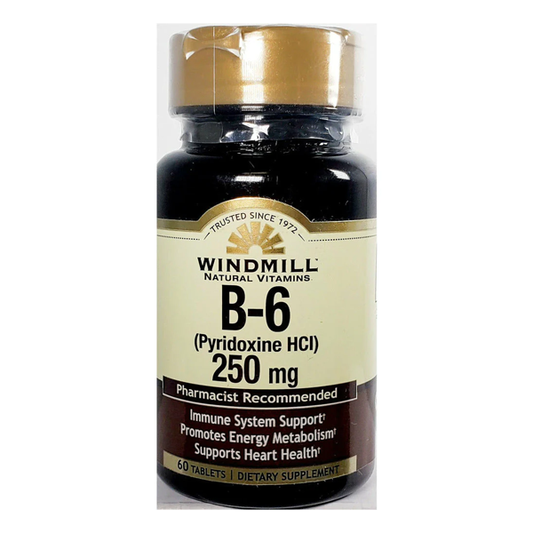 Windmill Vitamin B6 (250 Mg) - 60 Tablets Vitamins & Supplements Pasteur Pharmacy