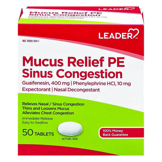 Leader Mucus Relief Pe Sinus Congestion Tablets Medicine & Drugs Pasteur Pharmacy