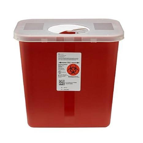 Kendall Sharps Container, 2 Gallon, Red with Hinged Lid – Each Medical Supplies Pasteur Pharmacy
