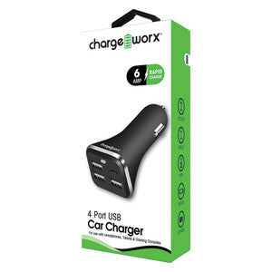 Chargeworx Usb 4 Pt CrChg Blk 1 Power Adapters & Chargers Pasteur Pharmacy