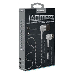 Coby® Jammerz Metal Tangle-Free Earbuds – Silver (CVE-200-SLV) Audio Pasteur Pharmacy
