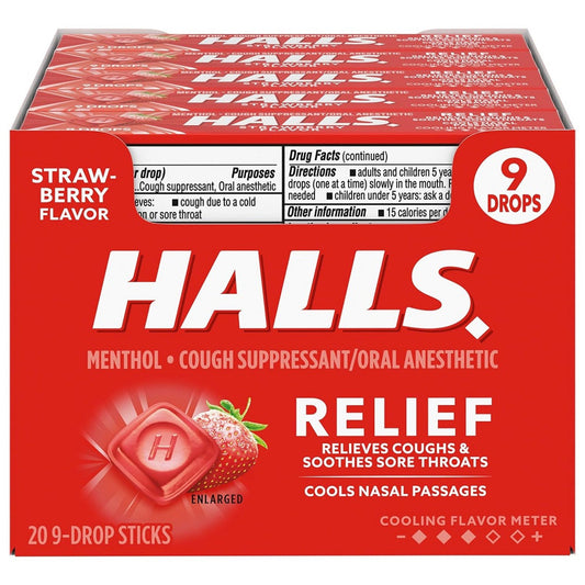 Halls Mentho-Lyptus Drops Strawberry Respiratory Care Pasteur Pharmacy