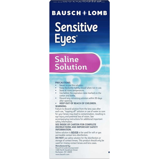 Sensitive Eyes Bausch & Lomb Plus Saline Solution - 12 Fl Oz Contact Lens Solution Pasteur Pharmacy