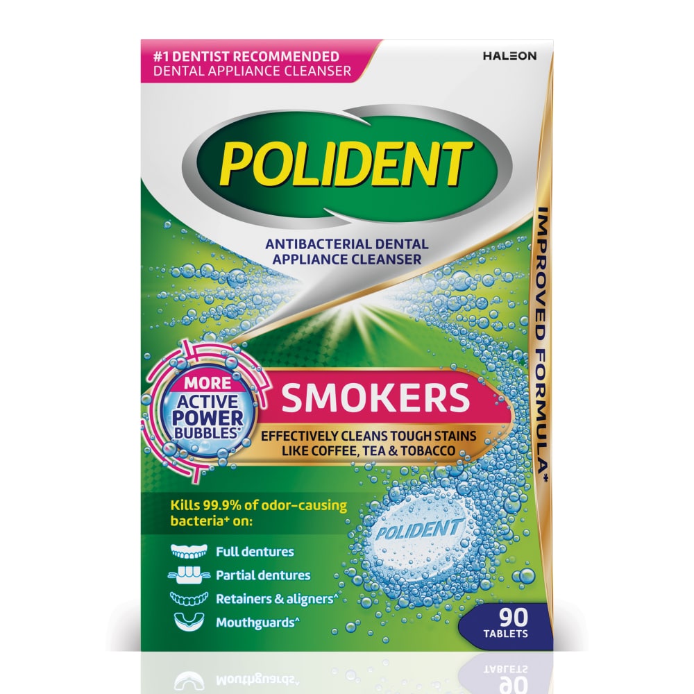 Polident Smokers Antibacterial Dental Appliance Cleanser Tablets Oral Care Pasteur Pharmacy