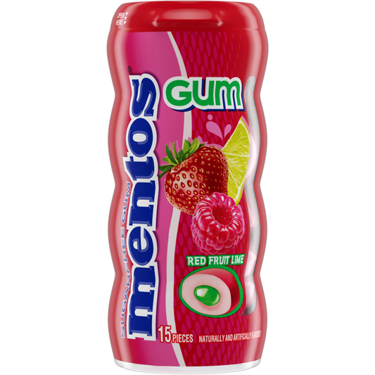 Mentos Gum, Sugarfree, Red Fruit, Lime 15 ct Candy & Chocolate Pasteur Pharmacy