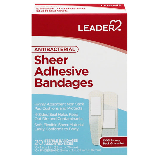 Leader® Antibacterial Assorted Sheer Bandages – Highly Absorbent Medical Tape & Bandages Pasteur Pharmacy
