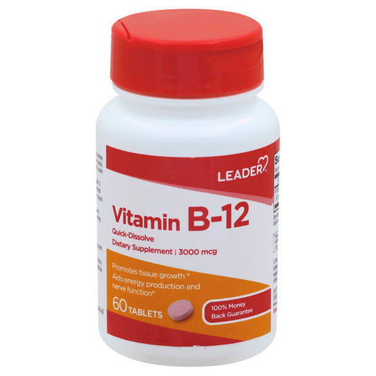 Leader B-12 3000 Mcg Quick Dissolve Tablets 60 Ct Vitamins & Supplements Pasteur Pharmacy