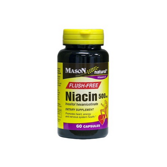 Mason Natural Niacin Flush-Free 500 mg – 60 Capsules Vitamins & Supplements Pasteur Pharmacy