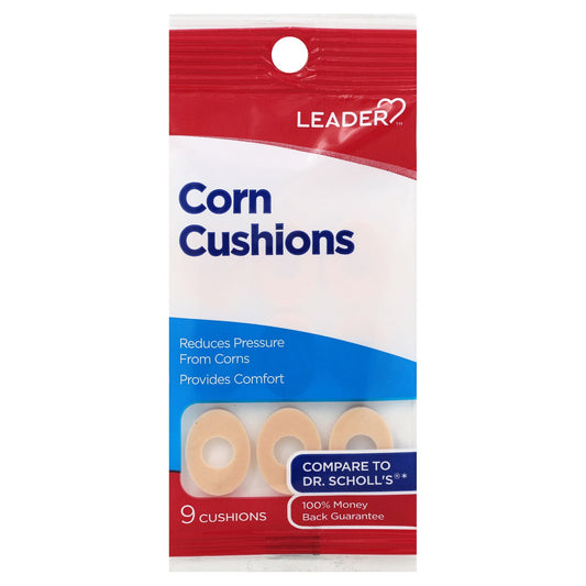 Leader Corn Cushions, Soft Foam Pads for Pain Relief, 9 ct Corn & Callus Care Supplies Pasteur Pharmacy