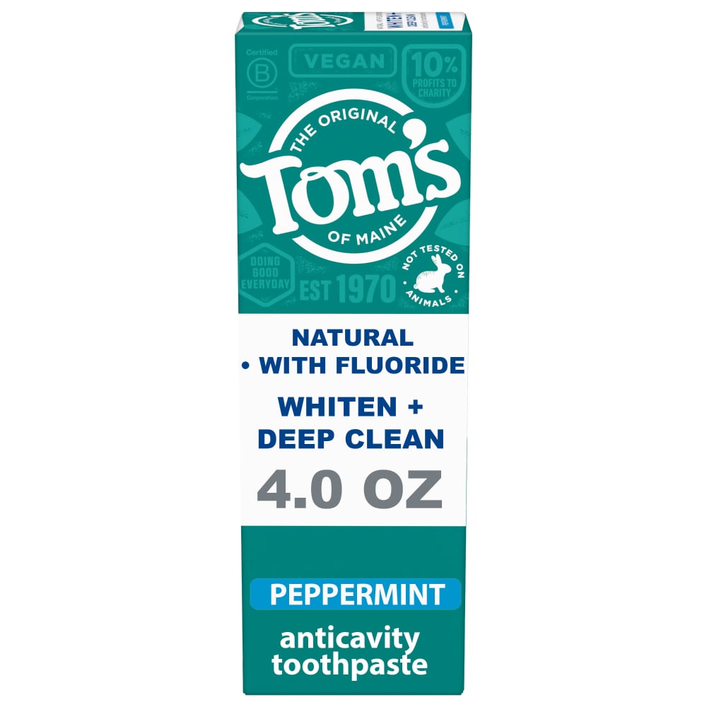 Tom's of Maine Whiten+Deep Clean Whitening Toothpaste With Fluoride Peppermint 4 Oz Toothpaste Pasteur Pharmacy