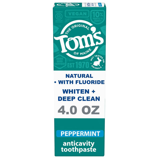 Tom's of Maine Whiten+Deep Clean Whitening Toothpaste With Fluoride Peppermint 4 Oz Toothpaste Pasteur Pharmacy