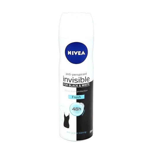 Nivea Black & White Invisible Fresh 150ml - 48h Antiperspirant Naistele Alcohol Free, Deo Spray Deodorant Pasteur Pharmacy
