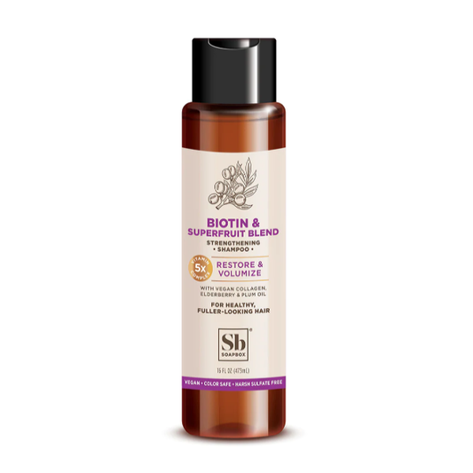 Soapbox Shampoo, Strengthening, Biotin & Superfruit Blend, Restore & Volumize 16 Fl Oz Shampoo Pasteur Pharmacy