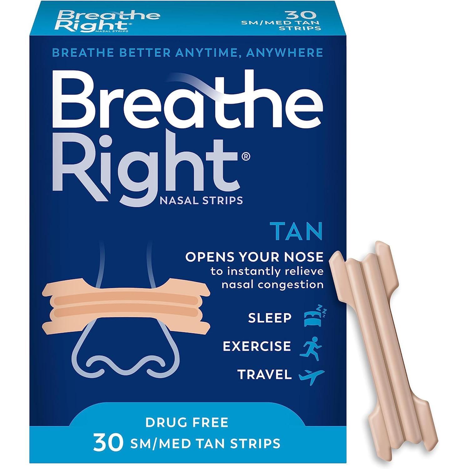 Breathe Right Nasal Strips Original Tan Small/Medium Health & Beauty Pasteur Pharmacy