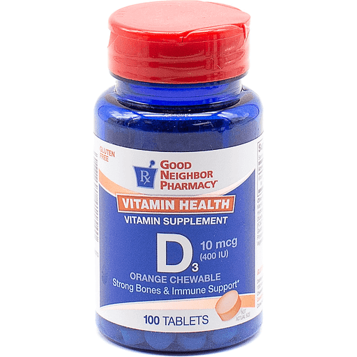 GNP Vitamin D 400iu Orange Chewable 100 Tabs Folder Tabs Pasteur Pharmacy