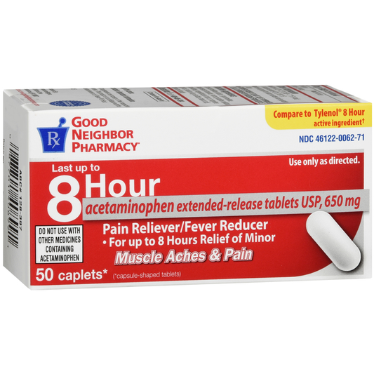 GNP Acetaminophen 650 Mg 8 Hour ER Pitch Counters Pasteur Pharmacy