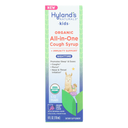 Hyland's Naturals Kids Organic Cough Syrup Nighttime Grape 4Oz Vitamins & Supplements Pasteur Pharmacy
