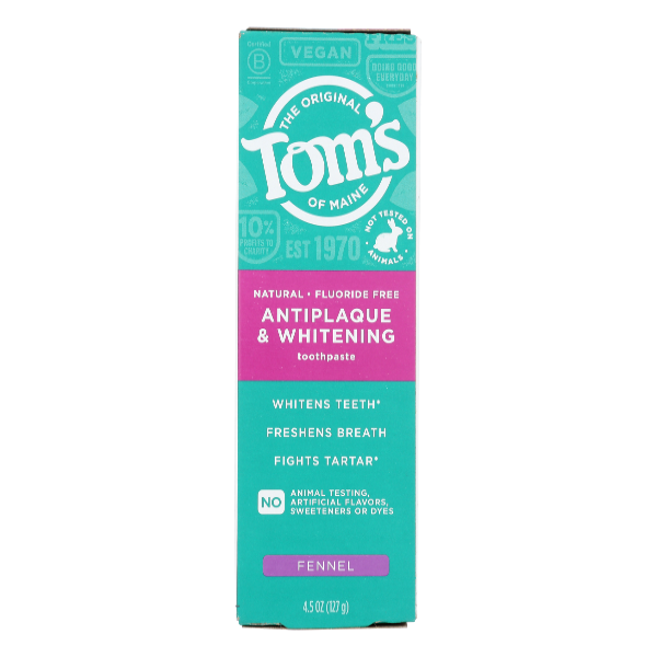 Tom's of Maine Antiplaque & Whitening Fennel Toothpaste 4.5 oz Toothpaste Pasteur Pharmacy