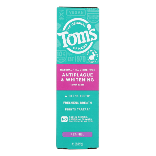 Tom's of Maine Antiplaque & Whitening Fennel Toothpaste 4.5 oz Toothpaste Pasteur Pharmacy
