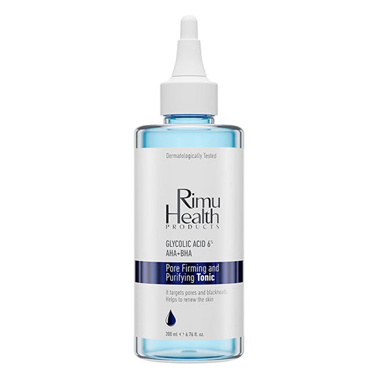 Rimu Health : Lotion tonique raffermissante pour les pores aux AHA et BHA à l'acide glycolique - Tonique exfoliant pour le visage pour peaux grasses et à tendance acnéique - Réduit les pores dilatés et renouvelle la peau