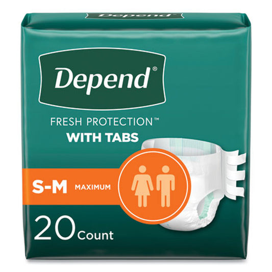Depend Fresh Protection Incontinence Briefs with Tabs, Maximum Absorbency, S/M, 20 Count Incontinence Aids Pasteur Pharmacy