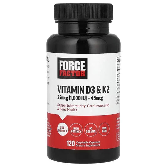 Force Factor® Vitamin D3 & K2 – 120 Vegetable Capsules Vitamins & Supplements Pasteur Pharmacy