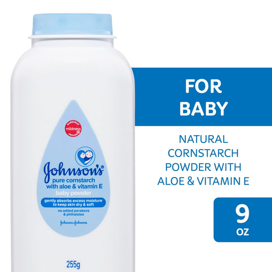 Johnson's Baby Powder - Pure Cornstarch With Soothing Aloe & Vitamin E 9 Oz Baby & Toddler Pasteur Pharmacy